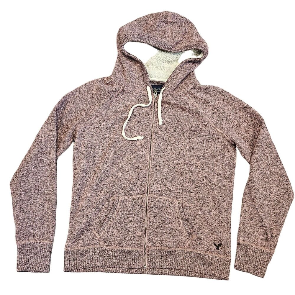 American Eagle Outfitters Women's Full Zip Sherpa Hooded Light Jacket Size XL